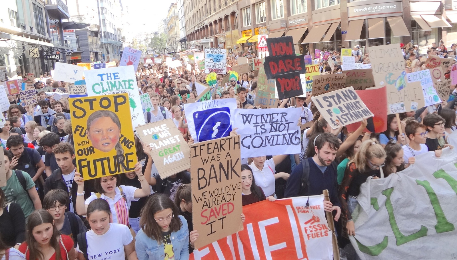 Climate protest in Geneva on 27th September, 2019 – 1 year after the start of Fridays for Future